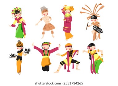 Set of traditional dance from indonesia