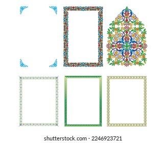 A set of traditional decorations, frames and icons.