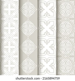 Set of traditional Eastern ornaments seamless pattern background