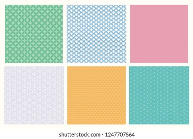 Set of traditional eastern seamless geometric pattern, in pastels. Vector illustration. Flat style design. Concept for decorative element, textile print, wallpaper, wrapping paper.