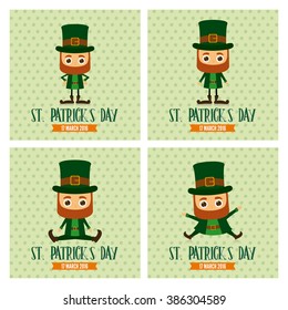 Set of traditional elves on textured backgrounds for patrick's day
