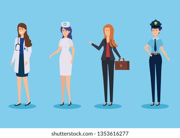 set traditional employers with professional uniform to work