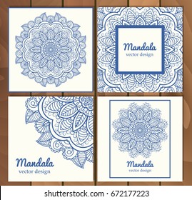 Set of traditional flower mandala ornament illustration concept. Vintage art traditional islam, arabic, indian, ottoman motifs, elements. Vector decorative retro greeting card or invitation design.