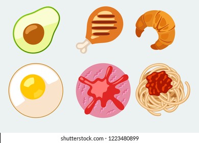 Set of traditional food icons.