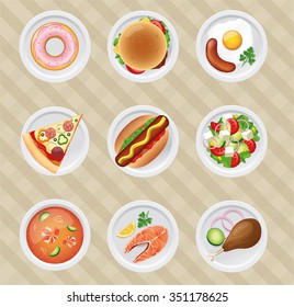 Set of traditional food icons.