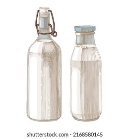 A set of Traditional Glass Milk Bottles