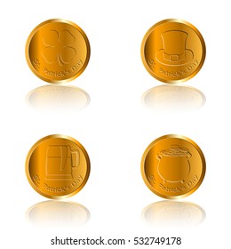 Set of traditional golden coins, Vector illustration