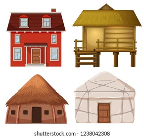Set of traditional house illustration