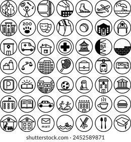 Set of traditional icons for students, architects and urbanists.