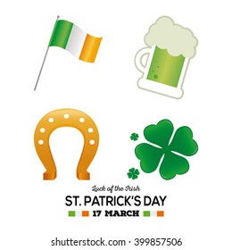 Set of traditional irish objects on a white background with text