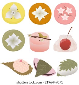 Set of traditional Japanese desserts vector.