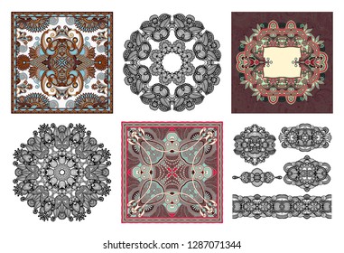 set of traditional kalamkari ornamental floral paisley design. Ornament background. You can use this pattern in the design of carpet, shawl, pillow, cushion, vector illustration collection