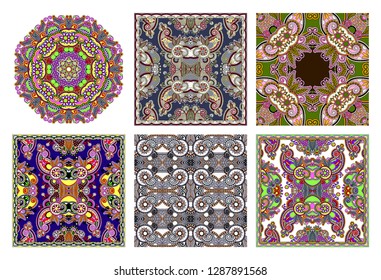set of traditional kalamkari ornamental floral paisley design. Ornament background. You can use this pattern in the design of carpet, shawl, pillow, cushion, vector illustration collection