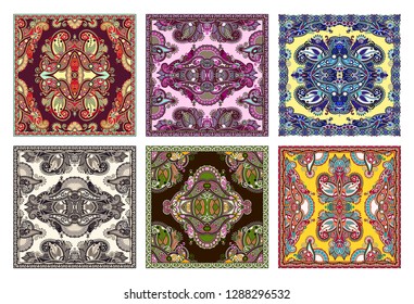 set of traditional kalamkari ornamental floral paisley design. Ornament background. You can use this pattern in the design of carpet, shawl, pillow, cushion, vector illustration collection
