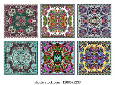 set of traditional kalamkari ornamental floral paisley design. Ornament background. You can use this pattern in the design of carpet, shawl, pillow, cushion, vector illustration collection