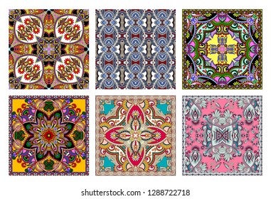 set of traditional kalamkari ornamental floral paisley design. Ornament background. You can use this pattern in the design of carpet, shawl, pillow, cushion, vector illustration collection