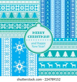 Set of traditional knitted Christmas patterns