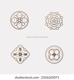 Conjunto de elementos de diseño coreanos tradicionales