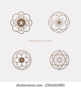 Conjunto de elementos de diseño coreanos tradicionales