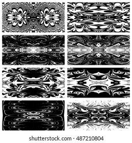 Set of traditional marble technique, abstract backgrounds. Ink marbling textures. Seamless pattern. Hand drawn marble illustrations aqua paper and silk prints. Traditional marble technique. Vector.