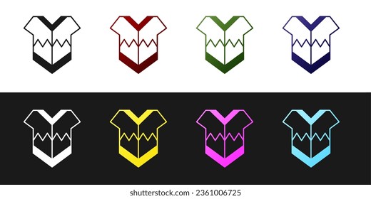 Set Traditional mexican poncho clothing icon isolated on black and white background.  Vector