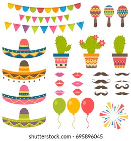 set with traditional Mexican symbols for festival