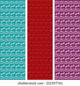 Set of traditional oriental henna pattern vertical banners