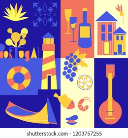 Set of traditional Portugal elements for your design. Vector illustration.