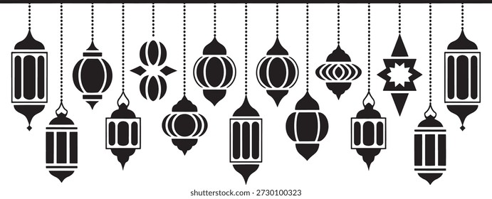 Conjunto de Lanternas Ramadã Tradicionais Ilustração Vetorial