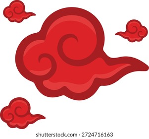 A set of traditional red auspicious clouds (Xiangyun) in oriental style. Classic Chinese pattern symbol of luck and fortune, perfect for Lunar New Year decorations.