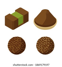 Set of traditional Swedish sweets - hand drawn isometric illustration isolated on white. Flat color design. 