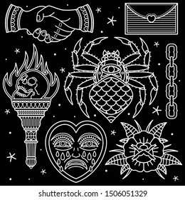 set of traditional vintage tattoo vector, vector EPS 10