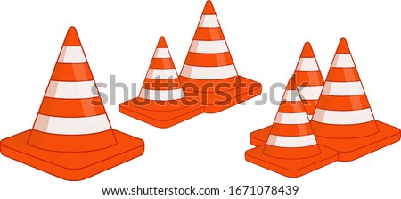 
set of traffic cone plastic orange