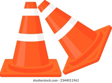 set of traffic cone under construction illustrations