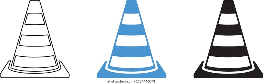 Conjunto de Cones de Trânsito em Cores Diferentes para Segurança Rodoviária