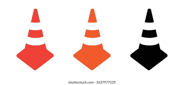 set of traffic cones isolated on white