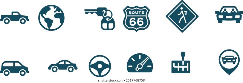 Conjunto de diseño de Vector de icono de tráfico, icono de Vector de conducción
