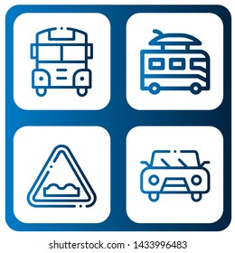 Set of traffic icons such as School bus, Camper, Uneven, Car , traffic