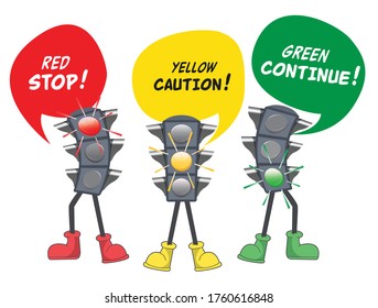 Ajuste el semáforo. Sigue las reglas de la carretera. Ilustración vectorial. Aislado sobre fondo blanco