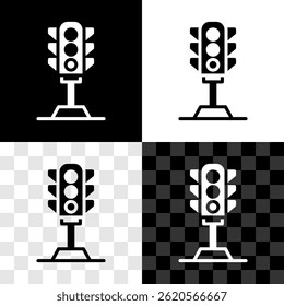 Set Traffic light icon isolated on black and white, transparent background.  Vector