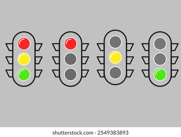 Set of Traffic light icon. signal with red yellow green sign. Driving and road signs concept 
