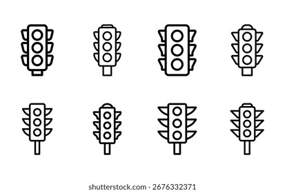Conjunto de Vector de icono de semáforo sobre fondo blanco