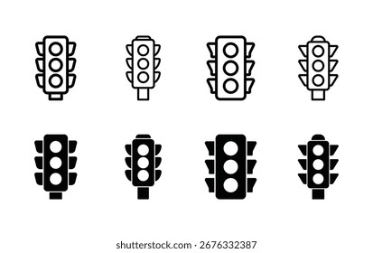 Conjunto de Vector de icono de semáforo sobre fondo blanco