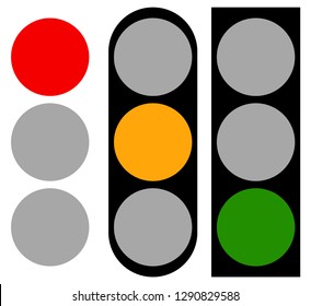 Set of traffic light, traffic lamp, semaphore elements