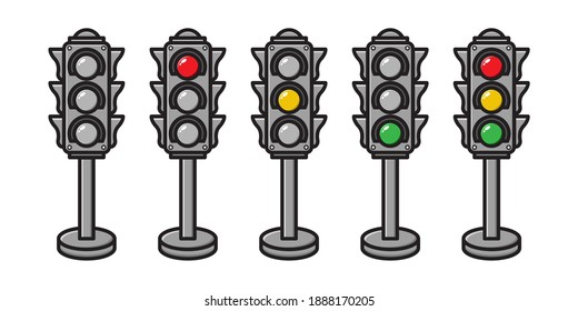 set of traffic light in white background