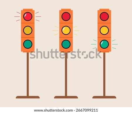 Set of traffic lights. Colorful vector illustration 
