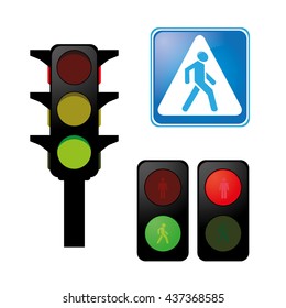A set of traffic lights crosswalk