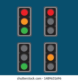 Set of traffic lights. Flat signal