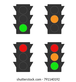 Set of traffic lights icons. Vector.