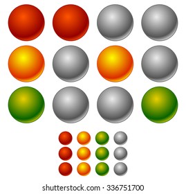 Set of traffic lights, traffic lamps in sequence